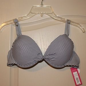 Navy & White Striped Push-Up Bikini Top